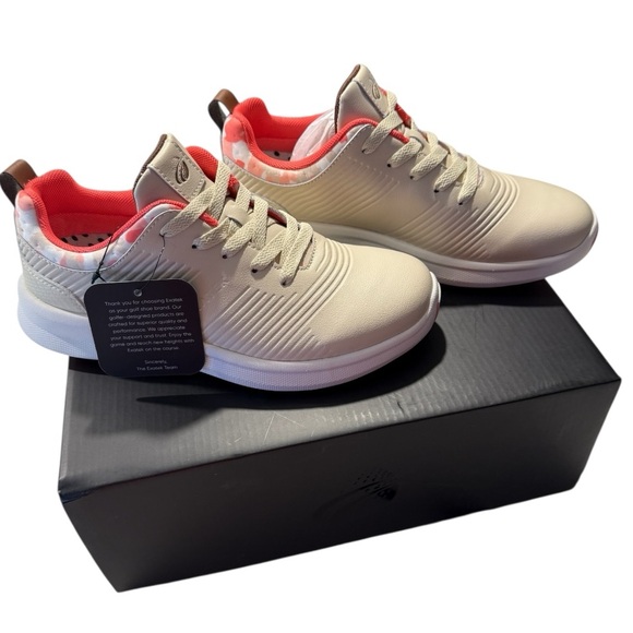 Exatek Anubis Women’s Cream and Coral Golf Shoes - Picture 3 of 12